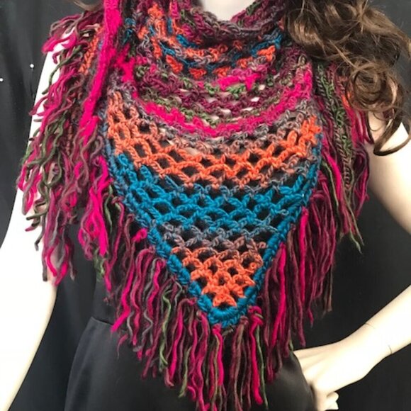 Handmade Crochet Triangle Scarf - Picture 1 of 3